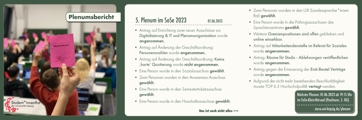 Plenumsbericht vom 30.05.2023